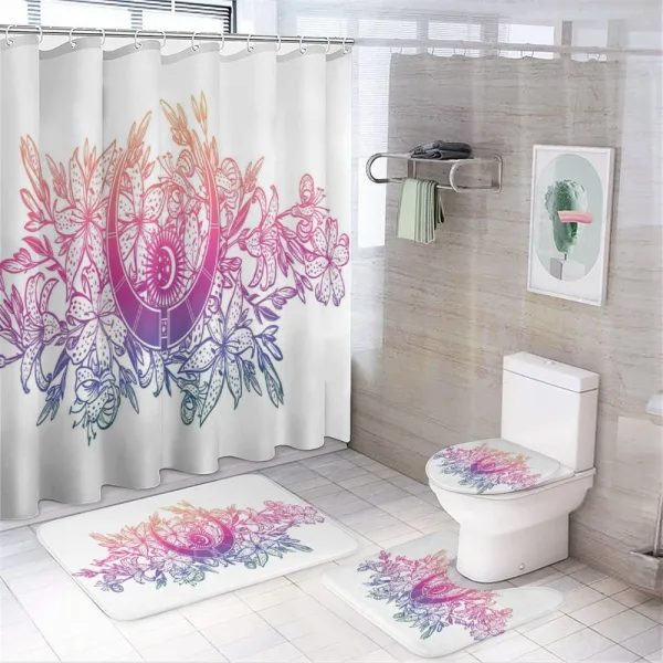 Lily Flowers and Crescent on a shower curtain