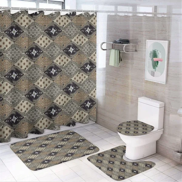 Old Fashioned Batik Pattern on a shower curtain