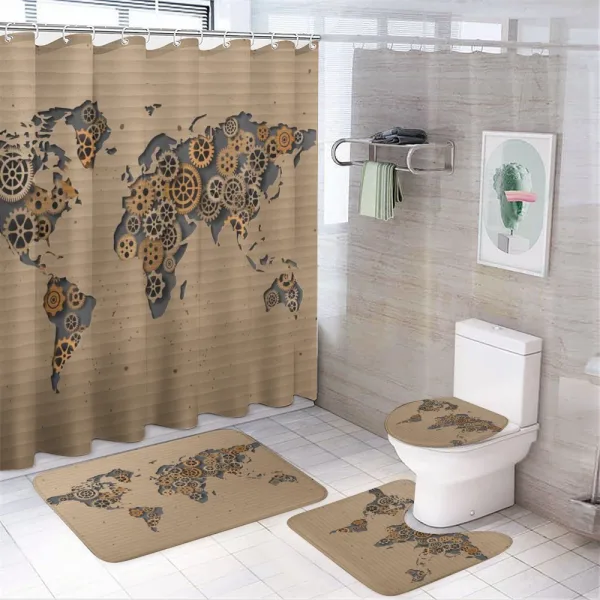 Old Hipster World Map on a shower curtain