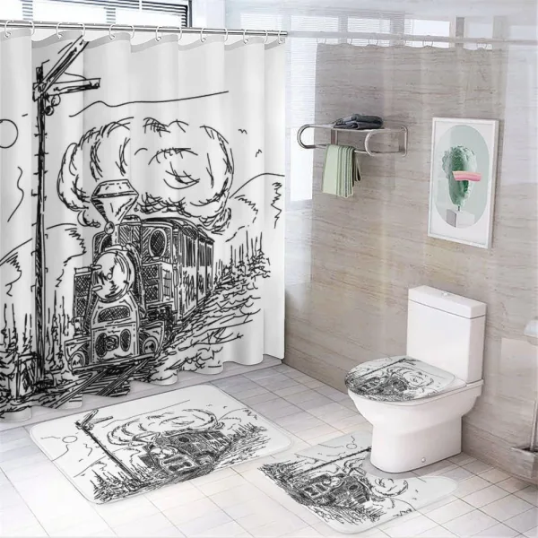Railroad Drawing on a shower curtain