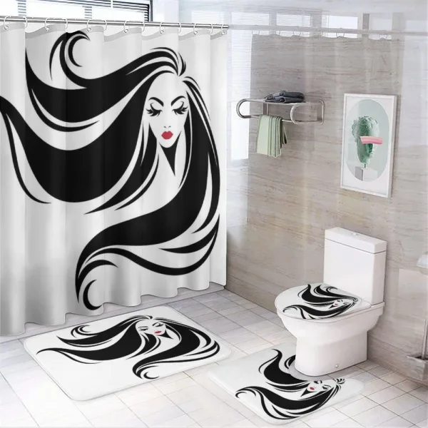 Stencil Art Woman on a shower curtain