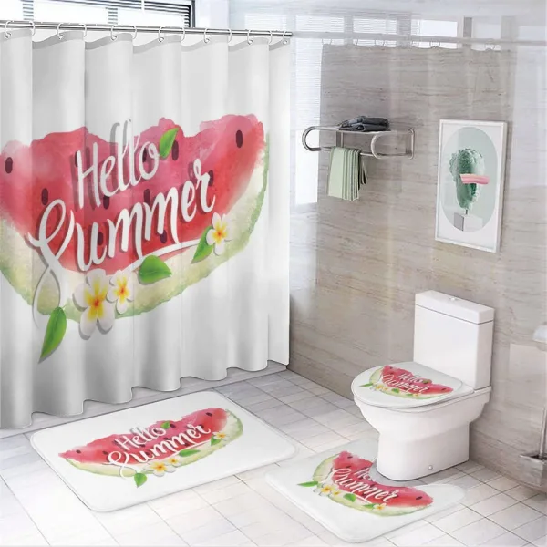 Summer Welcome Words on a shower curtain