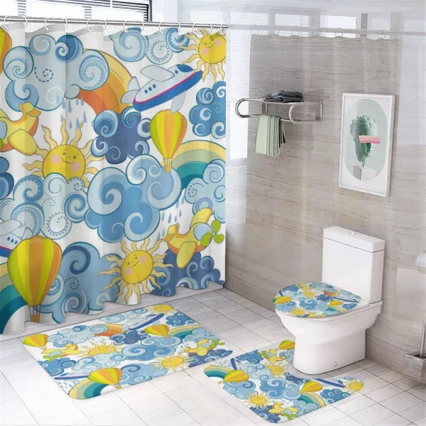 Sun Airplanes and Balloons on a shower curtain