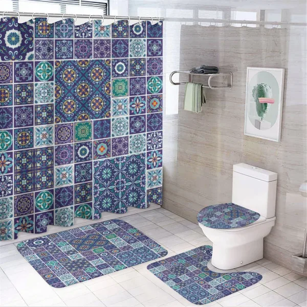 Traditional Mosaic Tile on a shower curtain
