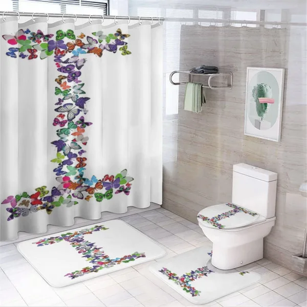 Alphabet Font Design on a shower curtain