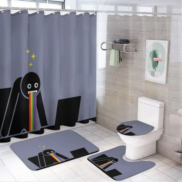 Amazed Man Puke Rainbow Image on a shower curtain