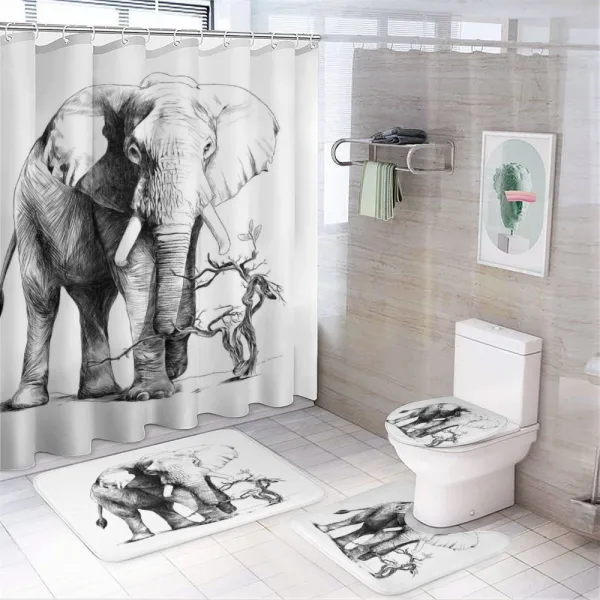 Big Mammal Sketch on a shower curtain
