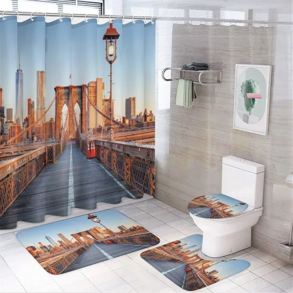 Brooklyn Bridge Manhattan on a shower curtain