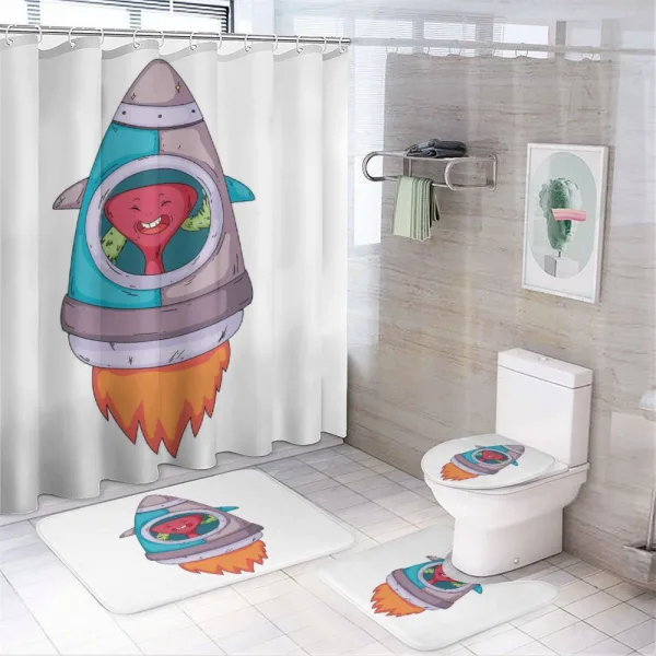 Creature in a Space Rocket on a shower curtain