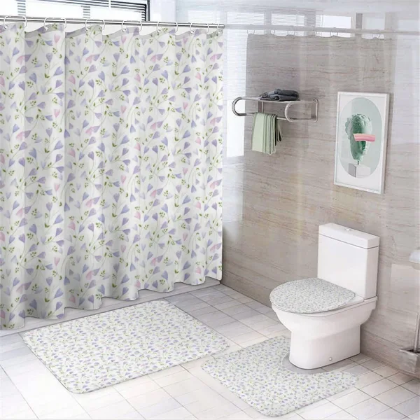 Delicate Pastel Floral Motif on a shower curtain