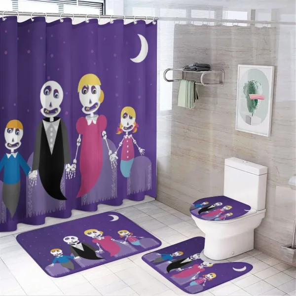 Family of Ghosts on a shower curtain