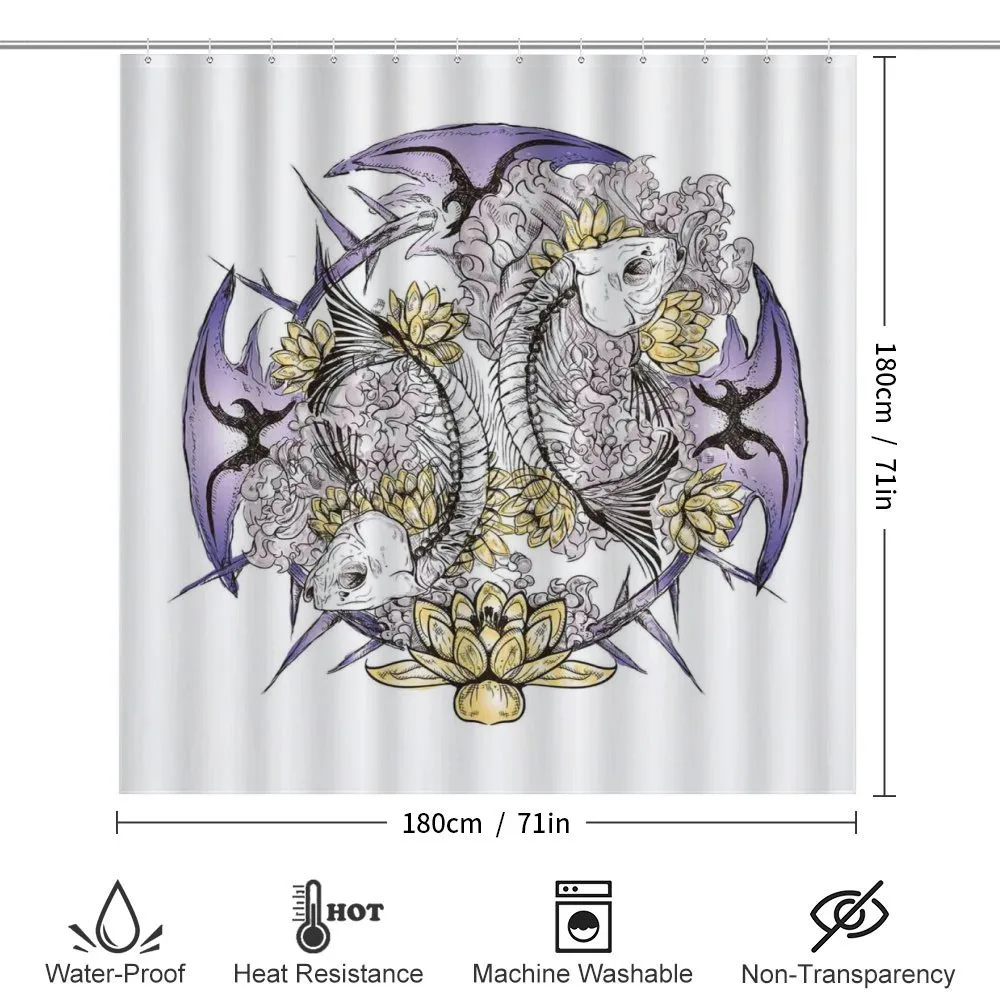 Fish Skeleton Lotus Art — Detail 2