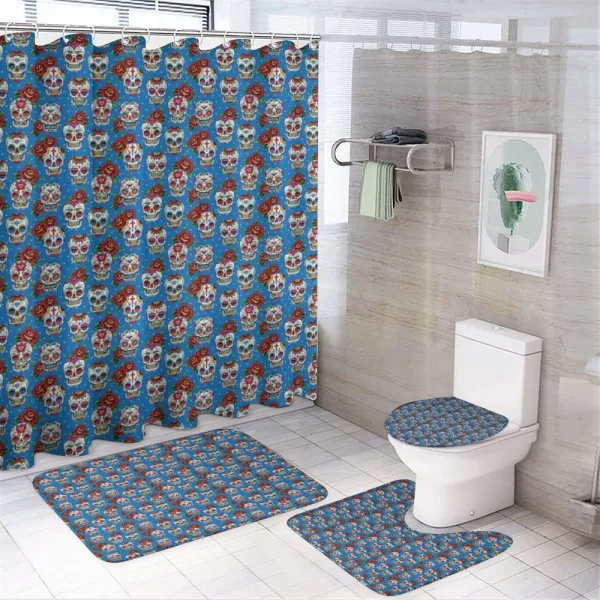 Floral Roses Skulls on a shower curtain
