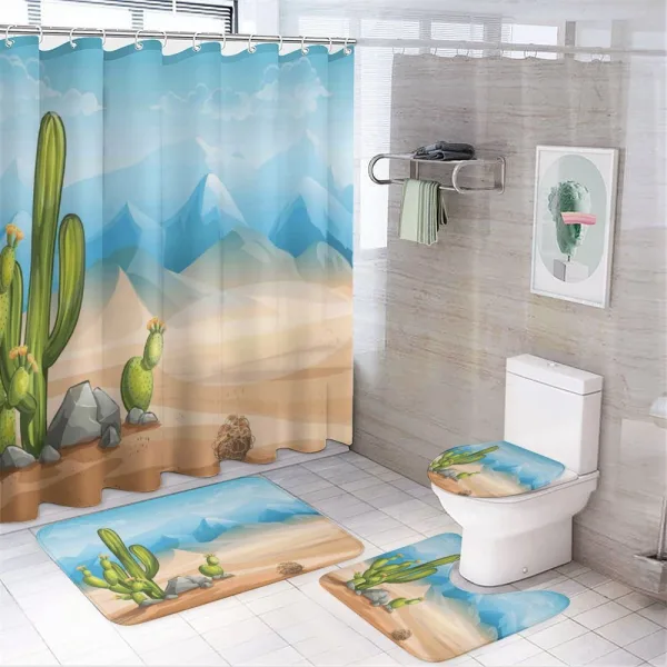 Lonely Cactus in the Desert on a shower curtain