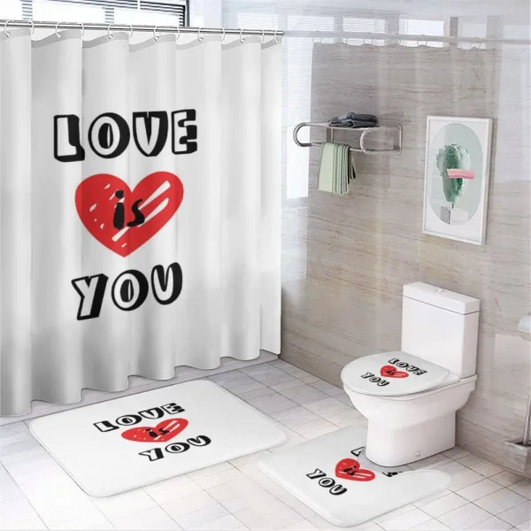 Love is You Red on a shower curtain