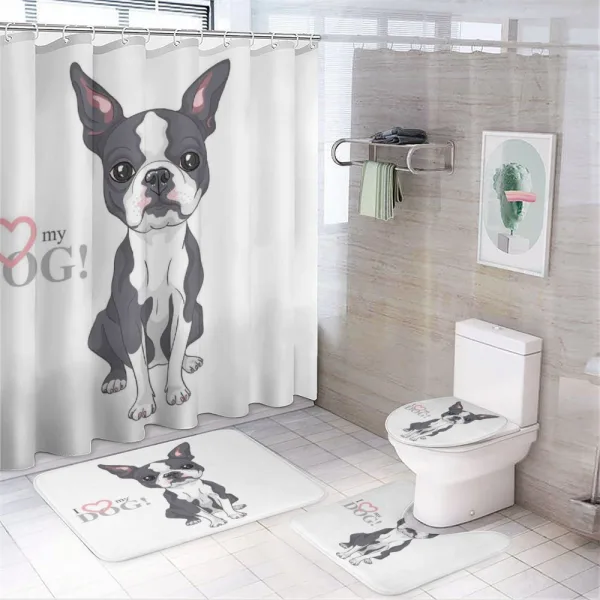 Naive Puppy Face on a shower curtain