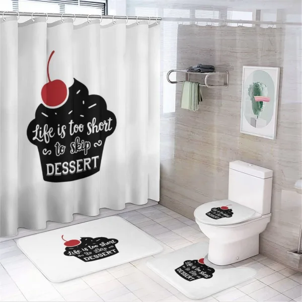 Pastry Silhouette Words on a shower curtain