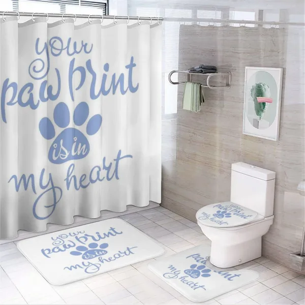 Paw Print is in My Heart on a shower curtain