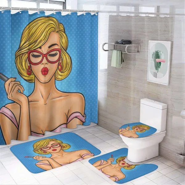 Red Cat Eyeglasses on a shower curtain