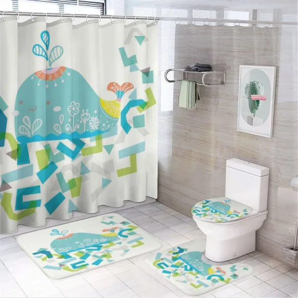 Smile Whale Cartoon on a shower curtain