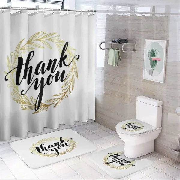 Thank You Words Leaves on a shower curtain