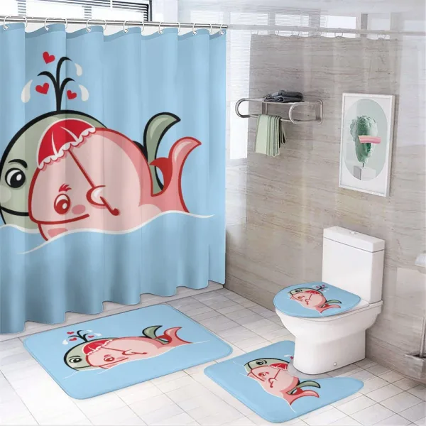 Whale Couple on a shower curtain