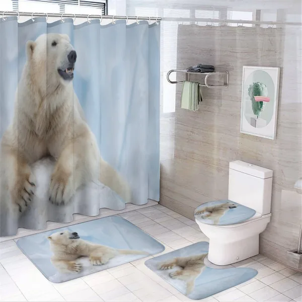 White Polar Bear on Ice on a shower curtain