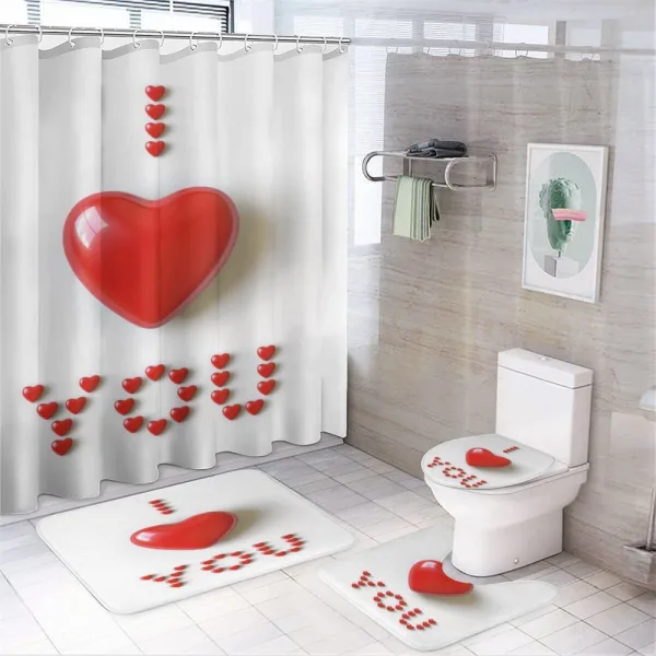 3D Heart Letters on a shower curtain