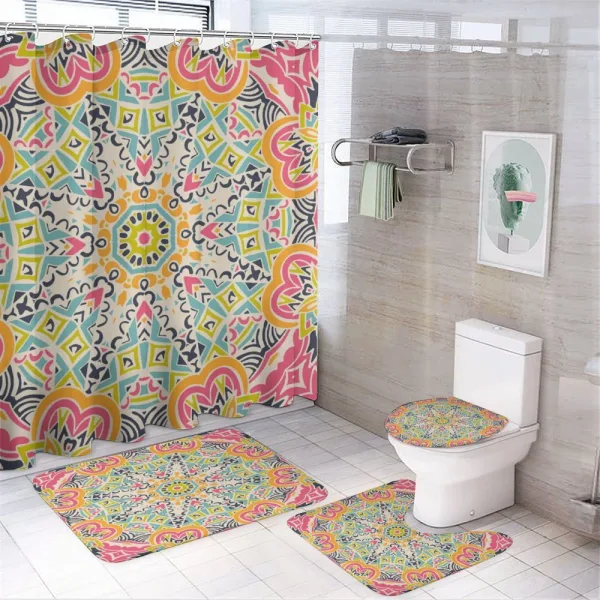 Colorful Chaotic Motif on a shower curtain