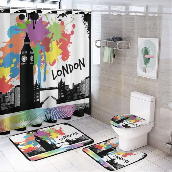 Colorful London City View on a shower curtain