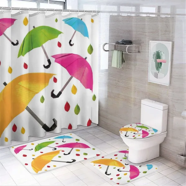 Colorful Umbrellas Leaf on a shower curtain