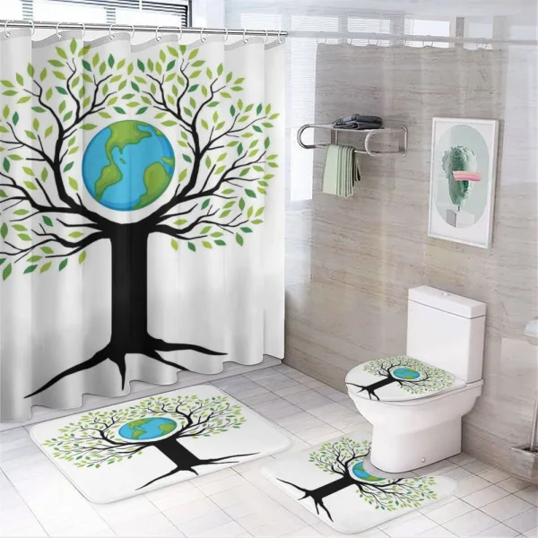 Green Friendly Earth on a shower curtain