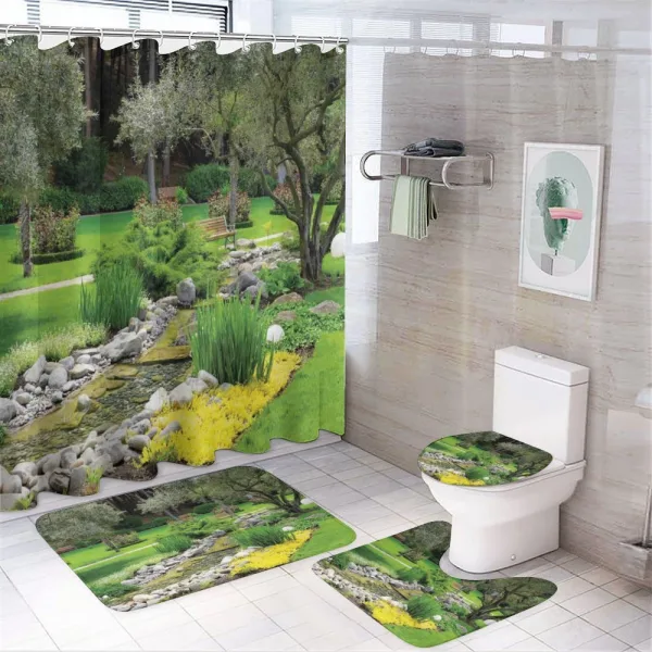 Japanese Park Landscape on a shower curtain