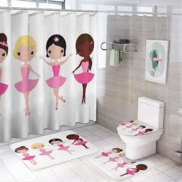 Little Kid Girls in Costumes on a shower curtain