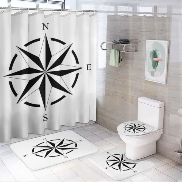 Monotone Compass on a shower curtain