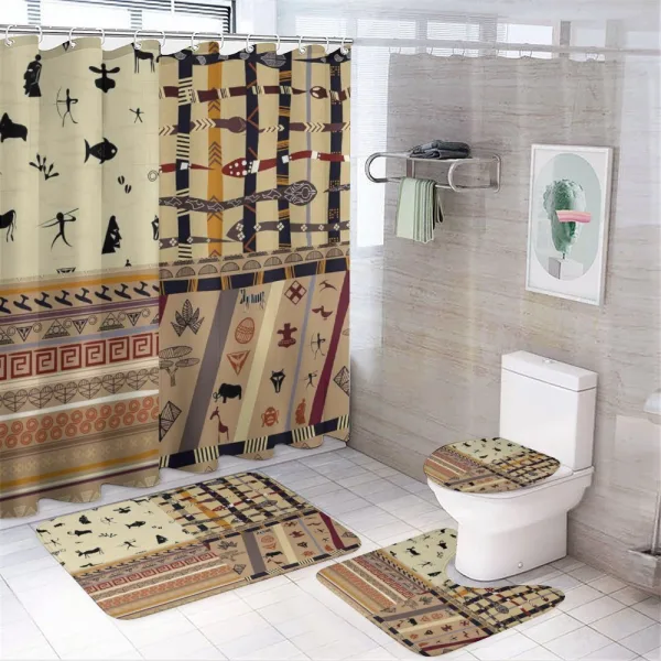 Primitive Native Animals on a shower curtain