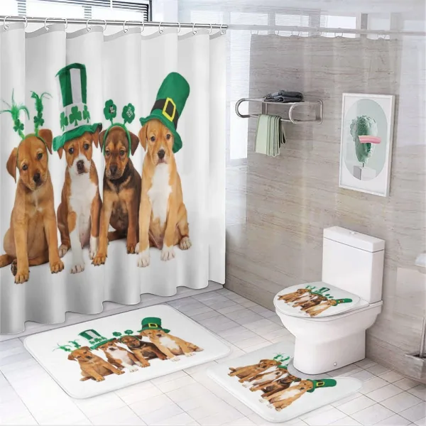 Puppies with Irish Hat on a shower curtain