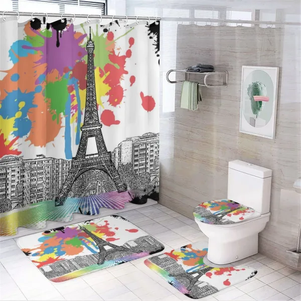 Splashing Spots Eiffel Tower on a shower curtain