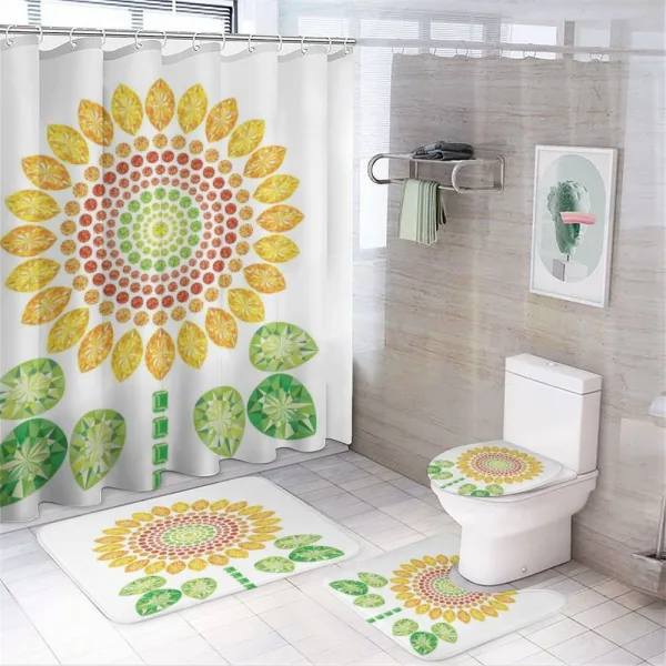 Sunflower Mandala Design on a shower curtain