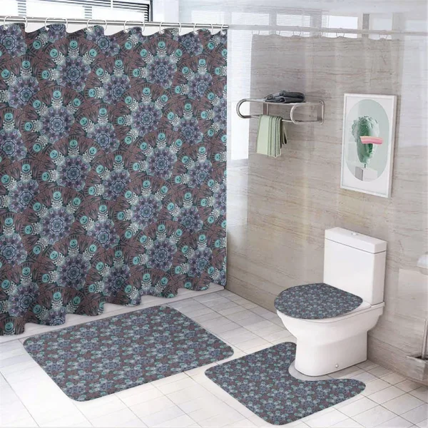Swirls and Spirals Motif on a shower curtain