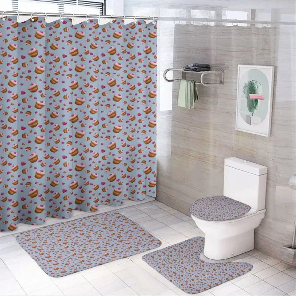 Valentines Day Theme Cakes on a shower curtain