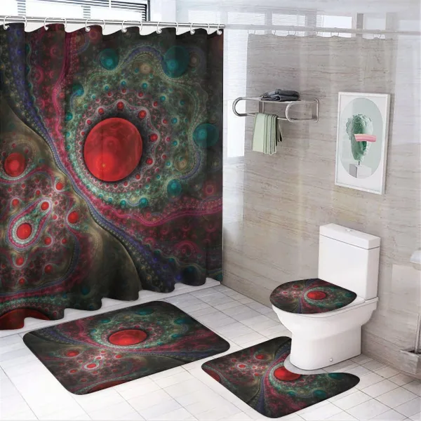 Vintage Abstract Forms on a shower curtain