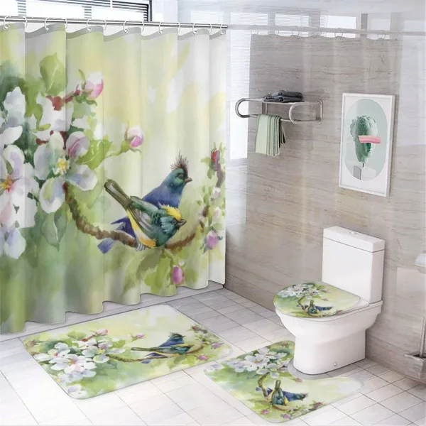Watercolor Birds Spring on a shower curtain