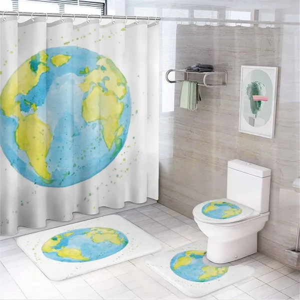 Watercolor Style Planet on a shower curtain