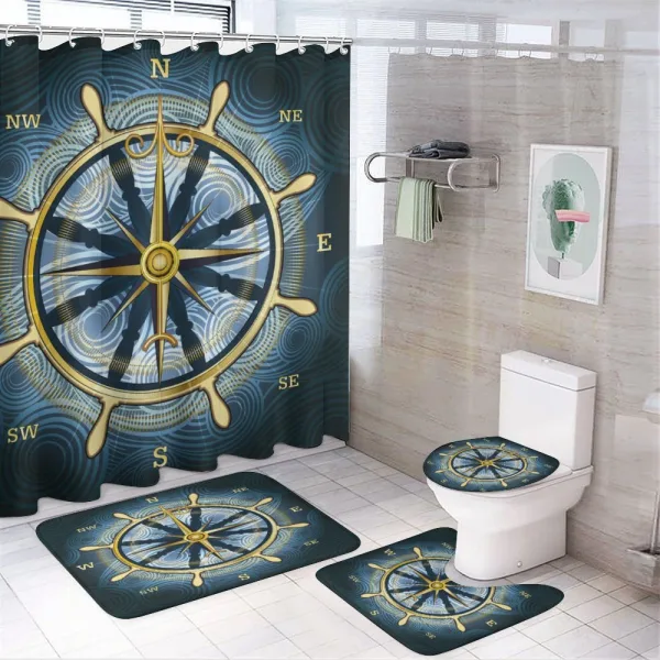 Yellow Navigation on a shower curtain
