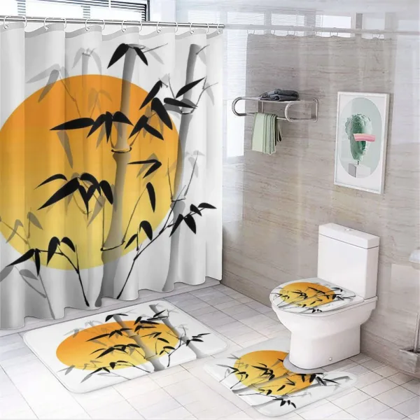 Bamboos Across the Sun on a shower curtain