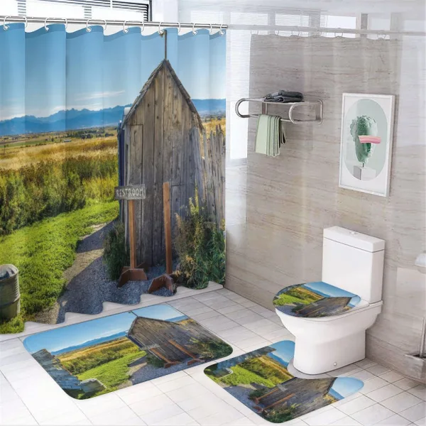 Farm Village Rustic on a shower curtain