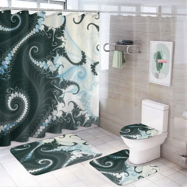 Fractal Motif with Swirls on a shower curtain
