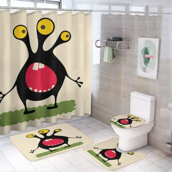 Funny Monster with 3 Eyes on a shower curtain