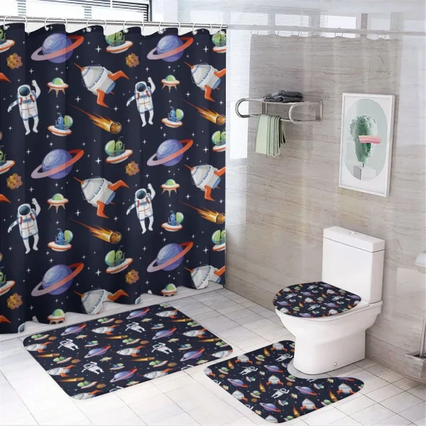 Galaxy Asteroid UFO Astronaut on a shower curtain